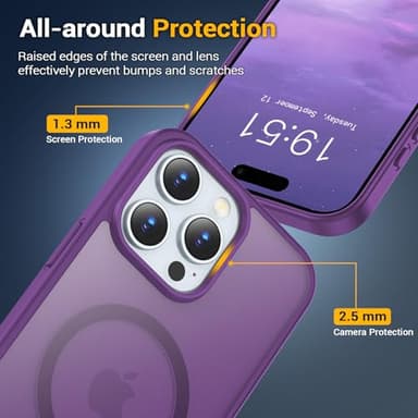 Temdan for iPhone 16 Pro Max Case [Compatible with MagSafe] [Military-Grade Drop Protection] [Anti-Fingerprint] [Anti-Scratch] Slim Silky-Soft Touch Translucent Matte Case 6.9 inch, Dark Purple - Image 4