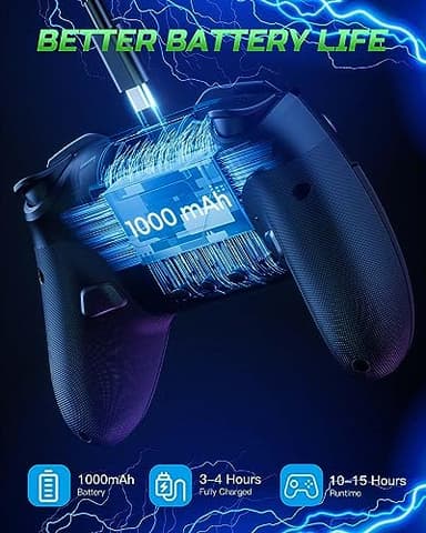 VOYEE Switch Controllers Compatible with Switch/Lite/OLED/PC Windows, 1000mAh Programmable RGB Lightning LED, Wireless Pro Controller with One Key Pairing/Wake Up/Turbo/Vibration - Image 5