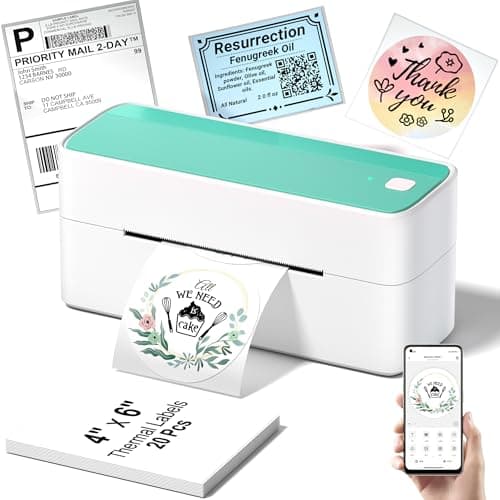 Phomemo Bluetooth Thermal Shipping Label Printer, 241BT Wireless Thermal Label Printer for Shipping Packages, Inkless Thermal Shipping Label Printer, Compatible with iPhone, Android, Green - Image 1