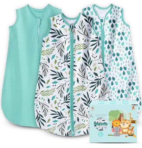 Cute Castle Baby Sleep Sack 12-18 Months - Lightweight 100% Cotton 2-Way Zipper TOG 0.5 Infant Wearable Blanket, Newborn Essentials Toddler Sleep Clothes (3 Pack Green) - Image 1