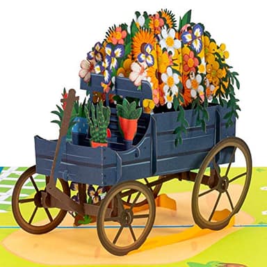 Paper Love 3D Flower Wagon Pop Up Card, Gift for Birthday, Wedding, Anniversary, Get Well, All Occasion or Just Because - 5" x 7" Cover - Includes Envelope and Note Tag - Image 4