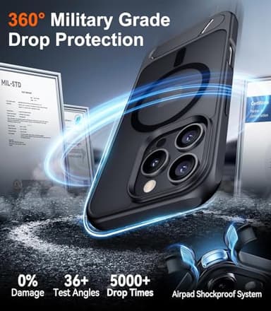 Temdan Magnetic Compatible with iPhone 16 Pro Case, [Built-in Invisible Kickstand][Compatible with MagSafe] [Military Grade Shockproof] Slim Translucent Matte Phone Case for iPhone 16 Pro 6.3" - Image 4