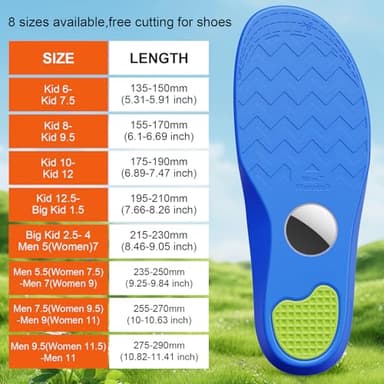 Hidden Holder Insole Compatible with AirTag, Tracking Device Insert Case for Kids Adults and Elderly, Secure Fit for Sneakers & Daily Shoes, Anti-Lost Tracker Soft Inserts for Shoes, Blue (175-190mm) - Image 2