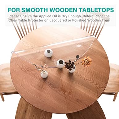 AimerGro 44 Inch Clear Plastic Table Cover Round 1.5mm Thick Vinyl PVC Dining Table Pad Protector Crystal Tablecloth for Wood Furniture Topper Waterproof Heat Resistant Coffee Table Protector Cover - Image 4