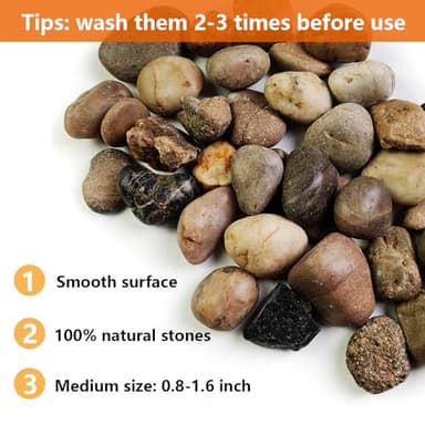 HappyFiller Decorative Natural Pebbles Polished Rocks Stones Mixed Color for Aquarium Gravel,Fish Turtle Tank,Outdoor Indoor Plants Top Dressing,Garden Landscaping,Home Vase Filler Decoration,2 LB - Image 5