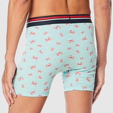Amazon Essentials Men's Underwear Boxer Briefs, Comfortable Cotton, Tag-Free, Pack of 5, Blue Stripe/Crabs/Grey Heather/Light Blue/Sharks, Small - Image 4