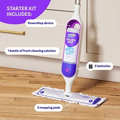 Swiffer PowerMop Multi-Surface Mop Kit for Floor Cleaning, Includes PowerMop, 2 Mopping Pad Refills, 1 Cleaning Solution with Fresh Scent and 2 Batteries - Image 4