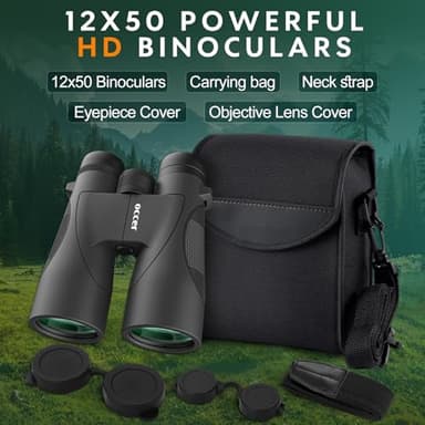 occer 12x50 Binoculars for Adults High Powered - HD Bird Watching Binocular for Hunting with Clear Vision - Easy Focus Binoculars with Long Range for Hiking Travel Cruise Trip Concert Stargazing - Image 7