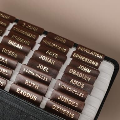 UPAFEXXI-Leather Bible Tabs, Bible Tabs for women and men(Gold Foil Lettering) Large Print Stickers, Easy to Read and Apply, 80 Chapters Labels for Easy Navigation(Brown) - Image 8