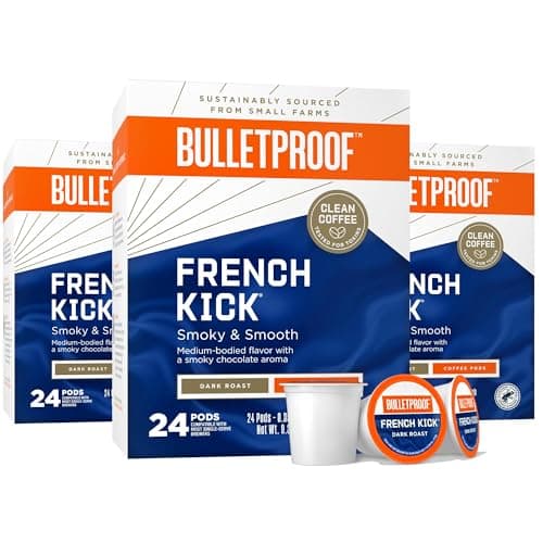 Bulletproof French Kick Dark Roast Single Serve Pods, 72 Count, 100% Arabica Coffee, Clean Coffee Tested for Toxins, Packaging May Vary - Image 1