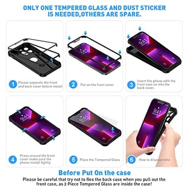 ORETECH for iPhone 13 Pro Max Case, with [2 x Screen Protectors] [15 Ft Military Grade Drop Test] [Camera Protection] 360° Shockproof Slim Thin Phone Case for iPhone 13 Pro Max Cover 6.7" - Black - Image 9