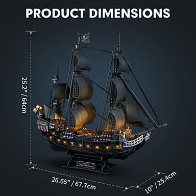 3D Puzzles for Adults Home Decor Pirate Ship Gifts for Men Women Model Kits Brain Teaser Puzzles for Adults Teacher Gifts,Queen Anne's Revenge 340 Pcs Dad'sGift - Image 7
