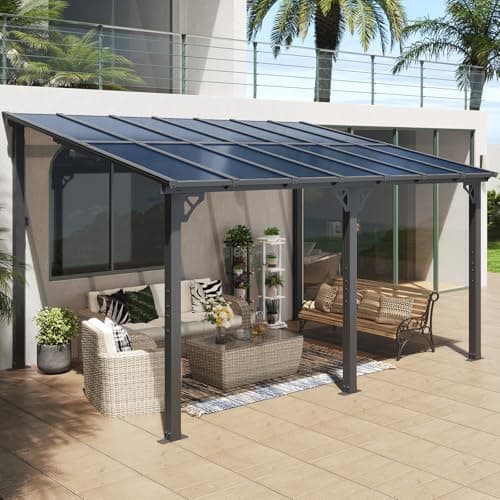 Aoxun 10’x 14’ Gazebo, Wall Mounted Gazebos Pergola on Clearance, Outdoor Patio, Large Wall-Mounted Heavy Duty Awnings for Patio, Decks, Backyard - Image 1
