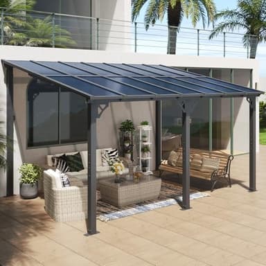 Aoxun 10’x 14’ Gazebo, Wall Mounted Gazebos Pergola on Clearance, Outdoor Patio, Large Wall-Mounted Heavy Duty Awnings for Patio, Decks, Backyard - Image 1