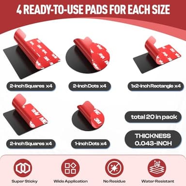 3M Double Sided Tape Heavy Duty, 20PCS VHB 5952 Adhesive Pads - 1 in & 2 in Squares and Dots, 1x2 in Rectangles, Strong Hold Mounting Tape for Crafts, Photos, Home & Office Use - Image 2