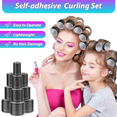 Hair Curlers Set with 24 Rollers (6 Jumbo, 6 Large, 6 Medium, 6 Small) and 24 Clips for All Hair Lengths (Black) - Image 5