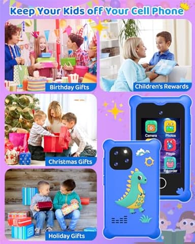 BESTOONE Upgrade Kids Phone Toys for 3 4 5 6 Year Old Girls and Boys, Toddler Emulated Touchscreen Smartphone with No Calls, No Internet, Christmas Birthday Gifts for Kids Ages 3-8 (Blue) - Image 7