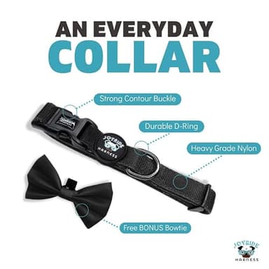 Joyride Harness Dog Collar with Removable Bowtie - Adjustable and Breathable for All Dog Breeds, Strong D-Ring and Heavy Duty Buckle, for Pet Lovers - Image 2