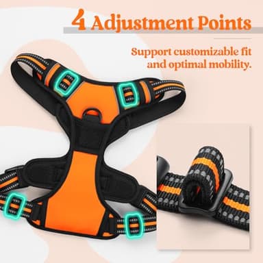 rabbitgoo Dog Harness No Pull with 2 Leash Clips, Adjustable Soft Padded, Reflective Oxford No Choke Pet Vest with Easy Control Handle for Large Dogs, Orange, XL - Image 4