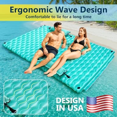 Sunrio 2025 Upgrade 114''*72'' Giant Inflatable Floating Mat-Pool Float Lake Floats for Adults with Pool Hammock Pool Mats for Floating Swimming Pool Beach Lake for Summer Water Party - Image 5