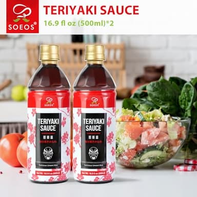 Soeos Teriyaki Sauce, Teriyaki Marinade, 16.9 Fl Oz (500 ml), 2 Pack, Sweet and Savory Flavor, Perfect for Stir-Fry, Barbecue, Marinating, Versatile Sauce for Meat, Salmon, Noodle and Vegetable, Easy to Pour Out - Image 3