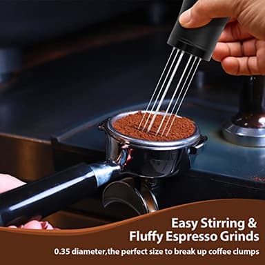 WDT tool, Espresso Distribution tools, 10 x 0.35mm 304 Stainless Steel Needles Installed with 10 Extra needles for Espresso Stirrer Replacement, Aluminum Alloy Handle with Stand (Matte black) - Image 4