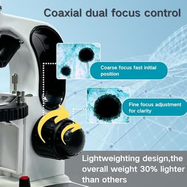 Monocular Compound Microscope for Adults&Study Beginners,- 40X-2000X,Lighting Microscope for Home eduaction with Slides Set, Experiment Kit(White & Black) - Image 2