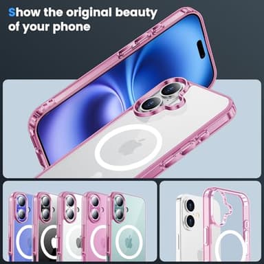 Temdan Designed for iPhone 16 Case, [Compatible with Magsafe][Anti-Yellowing][Military-Grade Protection] Shockproof Protection Slim Cover, Pink - Image 5