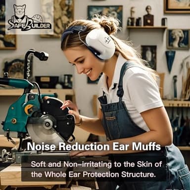 SAFEBUILDER Safety Ear Muffs SNR 33dB Noise Reduction Earmuffs Adults Sound Proof For Sleeping Working Shooting Industrial (1, 1-White) - Image 6