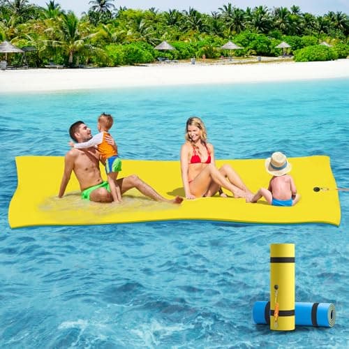 CTSC Lily Pad Floating Mat - Floating Water Mat - 9 x 4 Ft Floating Mat for Lake, 3-Layer Tear-Resistant XPE Foam with a 16.4' Elastic Bungee Tether for Lake, Beach, Ocean, Pool - Image 1