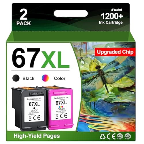 Eudul 67XL Ink Cartridges Black Color Combo Pack Replacement for HP Ink 67 67XL Printer Ink Works for HP DeskJet 2827e 2755e 2700 2855e 2800 4155e 2755 2852e Envy 6055e 6000 6455e (2 Pack) - Image 1