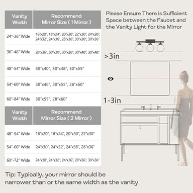 Minuover Wall Mount Mirror for Bathroom, Brushed Black Metal Framed Large Rounded Corner Rectangular Vanity Mirror, Tempered Glass (28" x 60", Black) - Image 6