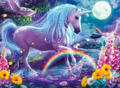 Ravensburger - Glitter Unicorn - 100 Piece Jigsaw Puzzle - Exciting, Colorful Scene of a Glittery, Magical Unicorn - Birds & More - Premium Quality - Ideal Gift - Screen-Free Fun - Children Age 6+ - Image 1