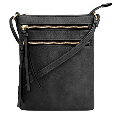 DELUXITY Crossbody Purse Bag Shoulder Bag Multi Pocket Zipper Purse | Black - Image 1
