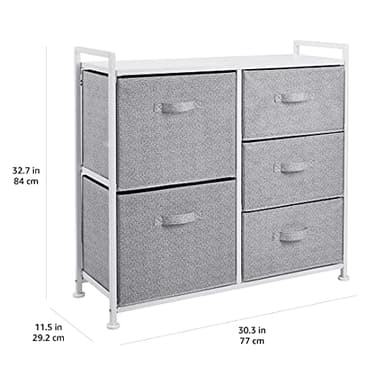 Amazon Basics Closet Organizer Drawers with 5-Fabric Storage Units, White - Image 3