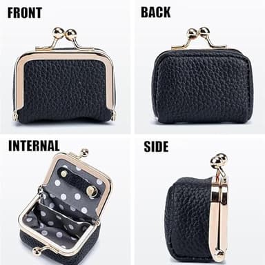 noxozoqm Genuine Leather Mini Jewelry Box,Mini Jewelry Organizer for Women,Portable Vintage-inspired Genuine Leather Coin Purse Jewelry Case with Kiss Lock,Mini Travel Jewelry Case Organizer (Pink) - Image 6