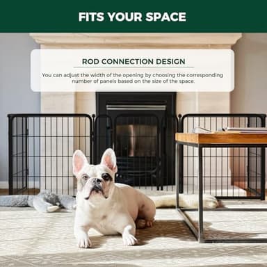 FXW Dog Gate Extra Wide Designed for Indoor Use, Adjustable Width Up to 183-inch Wide (24" H 8 Wire Panels for Puppies and Small Dogs), Black - Image 3