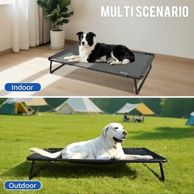 ABCPET Elevated Dog Bed, Outdoor Dog Bed Large Raised Cooling Pet Beds Cots Waterproof Stable and Easy Assembly, Teslin Fabric with 1.2mm Thick Iron Frame, Breathable, Ultra-Sturdy，Grey, 42”*28“*8” - Image 5