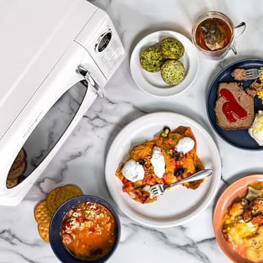 Nostalgia Retro Microwave Oven - 0.7 Cu Ft, 700-Watt Countertop Size with Glass Turntable, Child Safety Lock, 8 Auto-Cook Programs, Digital Clock - White - Image 2