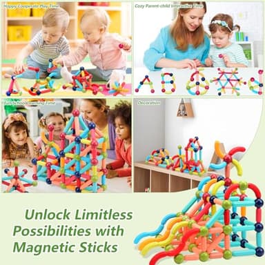COUOMOXA Magnetic Building Blocks for Kids: Magnetic Stick Montessori Game for 3 4 5 Years Old Toddlers - STEM Starter Toy for Kids Age 3-5 Preschool - Birthday Gift for Boys Girls - Image 6