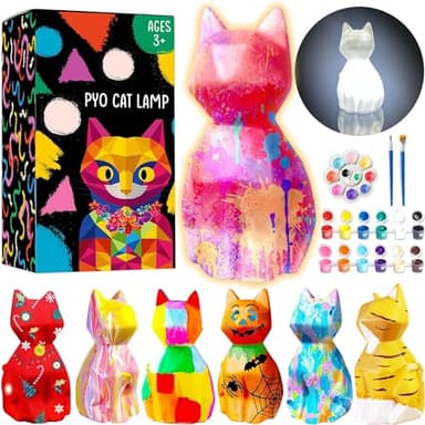 Goodyking Paint Your Own Cat Lamp Kit, DIY Cat Crafts Night Light, Painting Kit Arts & Crafts for Kids Ages 8-12, Art Supplies Birthday Easter Party Holiday Gift for Teens Girls Boys Age 3 4 5 6 7 8+ - Image 8