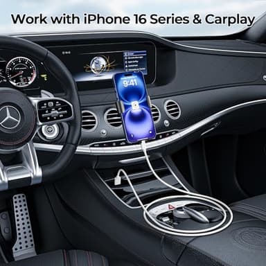 Basesailor Car Carplay Cable for iPhone 17 16 Pro Max,USB A to USB C Car Charger Cord 3.3FT 2Pack for iPad Pro 10th Mini 7th 6th Air 5th 4th Generation,Samsung S24 S23 S22 S21 FE Plus Ultra,A52 A53 - Image 4