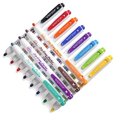 WRITECH Retractable Dry Erase Markers: Fine Tip Assorted Colors Low Odor Multi Colored Set Kid Adult Refillable Clickable Multicolor Thin Point Whiteboard Marker Bulk 12ct No Bleed Smear - Image 1