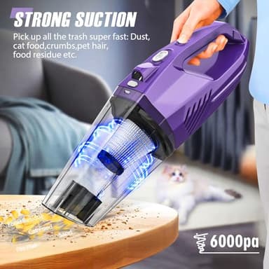 Handheld Vacuum Cordless,Car Vacuum Cleaner Portable Wireless with Powerful Suction/Multi Accessories,Low-Noise Lightweight Mini Hand Vacuum Cordless Rechargeable for Car,Office and Home Cleaning - Image 7