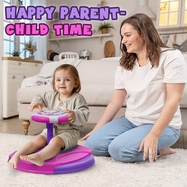 HYES Unicorn Sit and Spin Toys for Toddlers 1-3 Girls, 360° Toddler Spinning Seat with LED Lights and Music, Sensory Toys Birthday for Kids 3-5 - Image 6