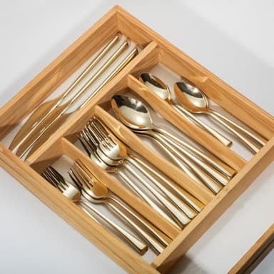 Alata Bailey Champagne Gold 20-Piece Forged Stainless Steel Flatware Set Cutlery Set, Service for 4, Silver Finish, Dishwasher Safe - Image 6