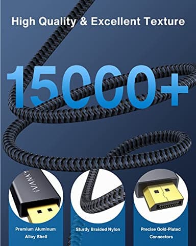 IVANKY DisplayPort Cable 6FT/2 Pack, Nylon DP to DP Cord, High Speed 4K Display Port to Display Port 6ft Cable, Supports 2K@165Hz and 4K@60Hz, DP Cord Compatible with PC, Laptop, TV - 6.6ft - Image 4