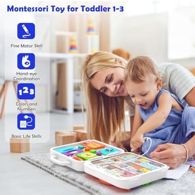 Montessori Toys for 1-2 Year Old Girl Boy Gifts, 15-in-1 Musical Busy Board, Birthday Gift for 1 Year Old Boy Girl, Educational Toddler Toy Age 1-2 - Image 2