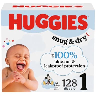 Huggies Size 1 Diapers, Snug & Dry Newborn Diapers, Size 1 (8-14 lbs), 128 Count, Packaging May Vary - Image 1