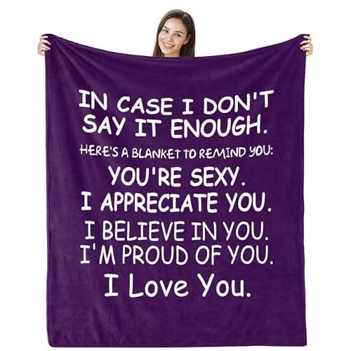 Romantic Gifts for Her, I Love You Blanket, Anniversary, Mothers Day, Fathers Day, Birthday Gifts for Women, Girlfriend, Wife, Soft Throw Blanket Purple 50” x 60'' - Image 1